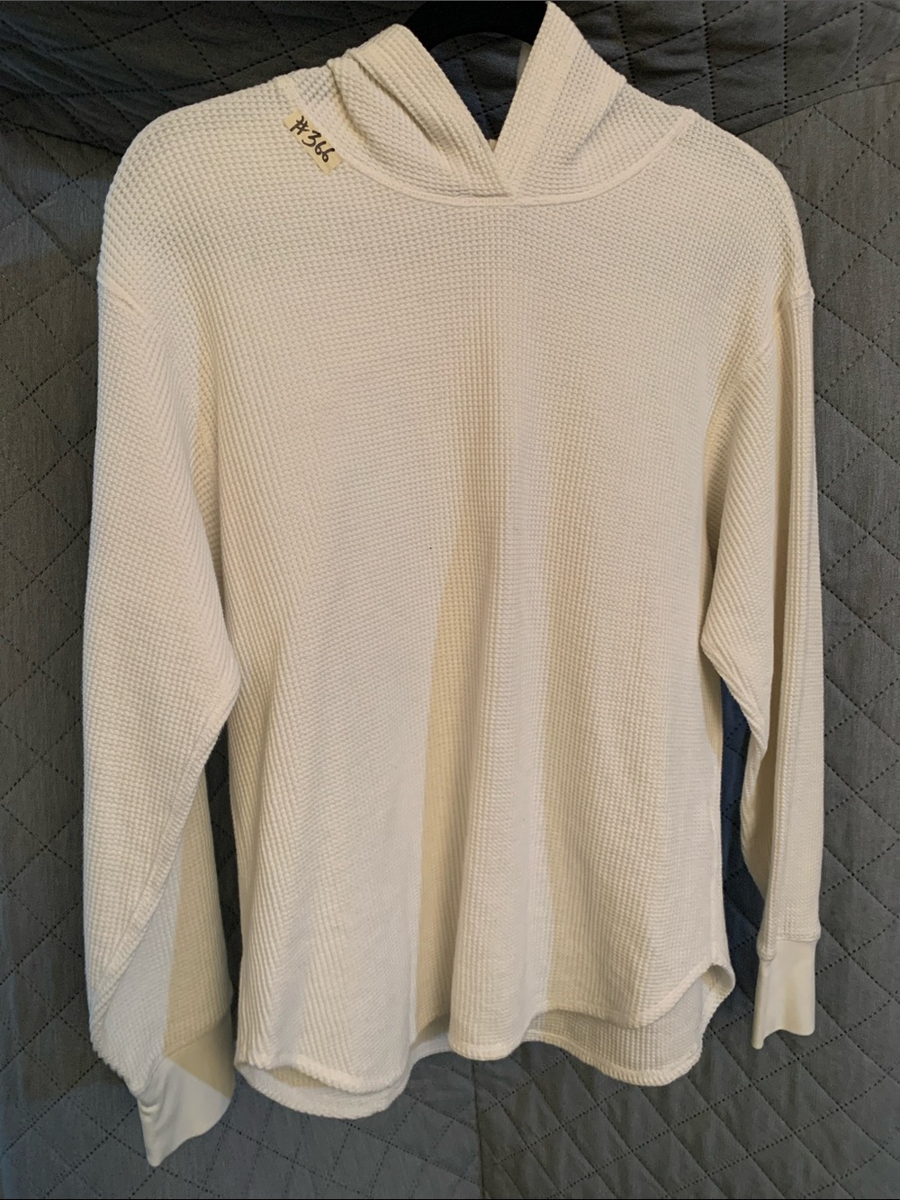 #118 Uniqlo Cream Waffle-Knit Hooded Sweater